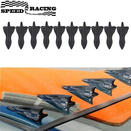 10Pcs Universal Rear Roof Shark Fins Spoiler Wing Kit Car Roof Spoiler Bumper Spoiler Shark Fin Diffuser Vortex Generator